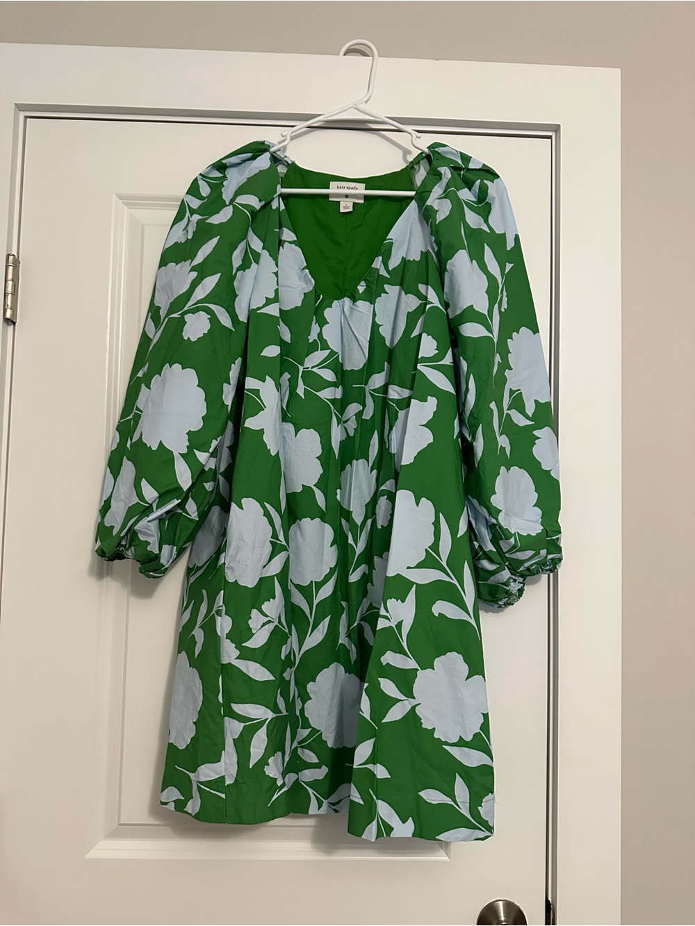 kate spade Green and White Floral Puff-Sleeve Dress